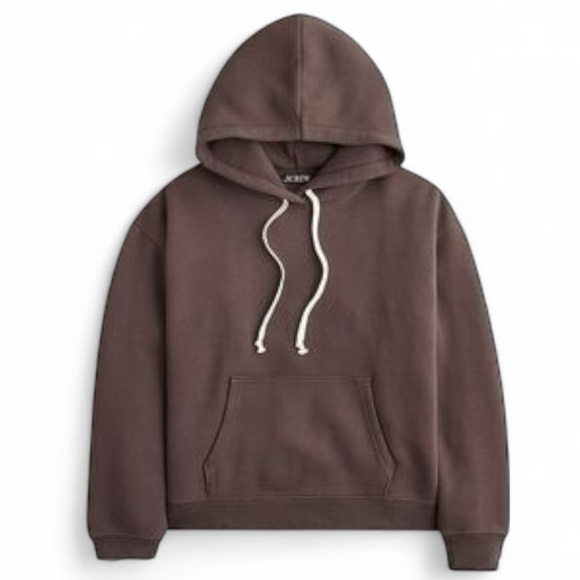 J. Crew Tops - J. Crew Heritage Fleece Cropped Hoodie Licorice